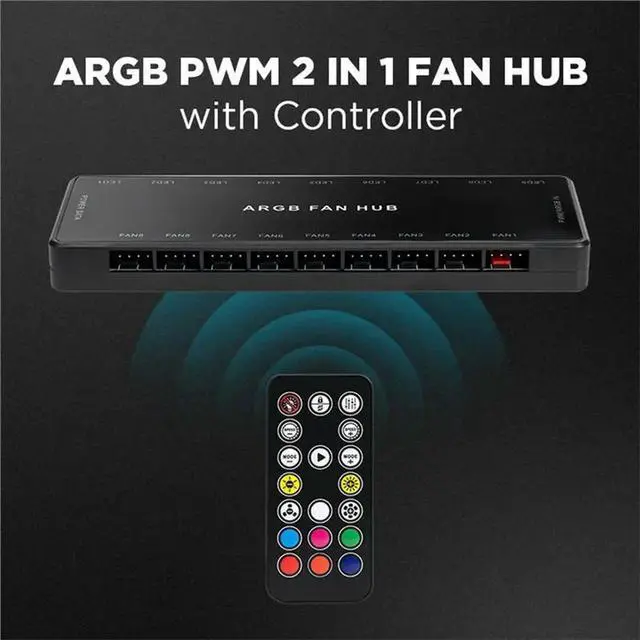 Alt view image 3 of 3 - Heatsink HUB Adapter 5V 3-Pin Fan Controller ARGB Chassis Fan Vontroller 1-To-9 Fan Hub