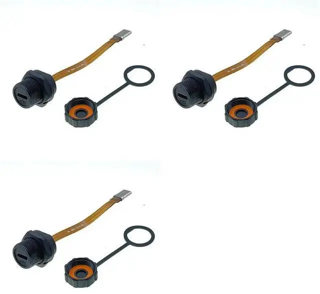 Main image of 3X Waterproof IP67 IP68 Type C Female To Male PFC Flat Cable 3.1 Threaded Type Type-C 3.1