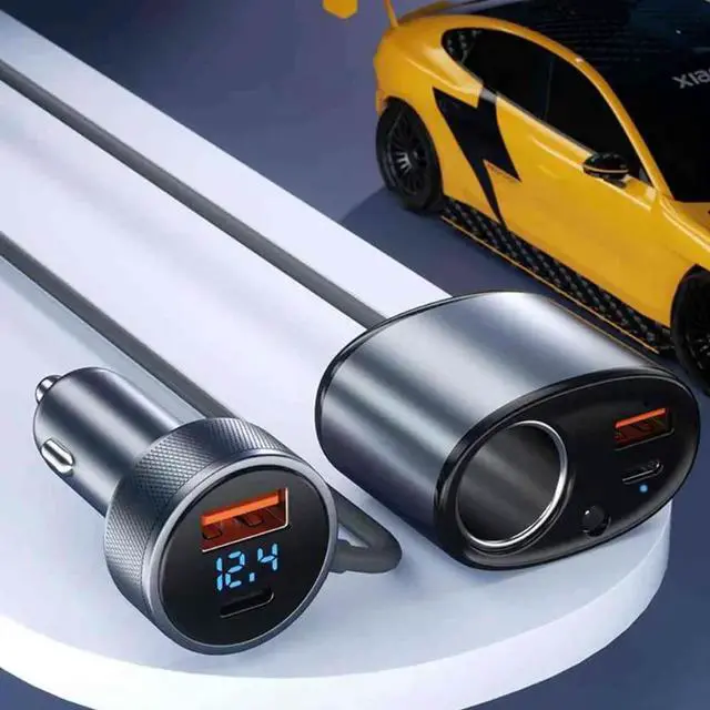 Alt view image 2 of 3 - Multifunction 12-24V Cigarette Lighter Digital Display Power Adapter Cable PD Power Cord For Starlink Mini