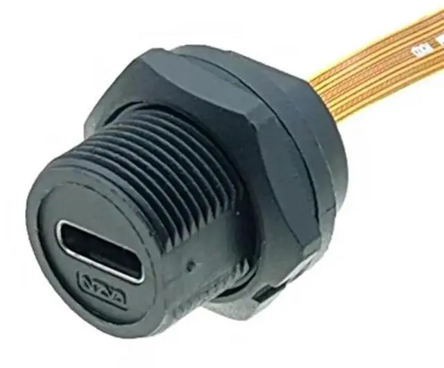 Alt view image 2 of 3 - 3X Waterproof IP67 IP68 Type C Female To Male PFC Flat Cable 3.1 Threaded Type Type-C 3.1