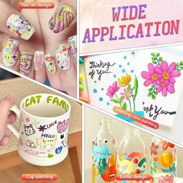 Alt view image 3 of 3 - 12 Colors Nail Art Marker Pens Set, Nail Markers For Nail Art, Nail Painting, And Artistic Decorations For Both Children