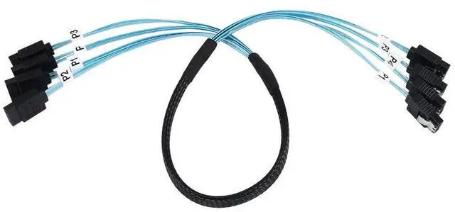 Alt view image 2 of 3 - 5X SAS Cable Sata Cable High Speed 6Gbps 4 Ports/Set For Server 0.5 Meter