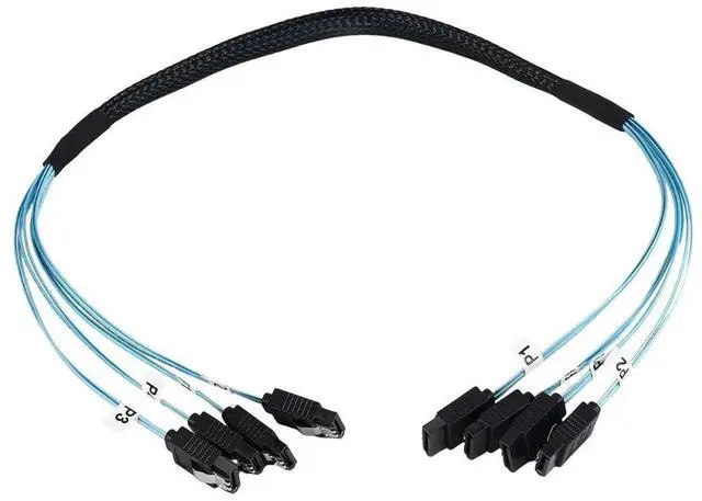 Alt view image 3 of 3 - 5X SAS Cable Sata Cable High Speed 6Gbps 4 Ports/Set For Server 0.5 Meter