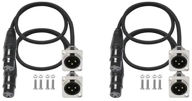 Main image of 4 Pack XLR Pass Through Cable,Stage Box 3 Pin D-Type XLR Female To Male For Patch Panel, Floor Box