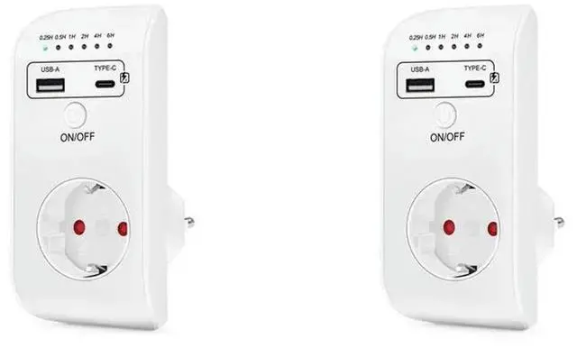 Main image of 2X USB Type-C Timer Switch Digital Countdown Charging Timing Socket Appliance Electronic Time Control 16A EU Plug