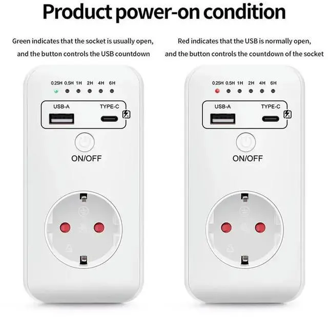 Alt view image 3 of 3 - 2X USB Type-C Timer Switch Digital Countdown Charging Timing Socket Appliance Electronic Time Control 16A EU Plug