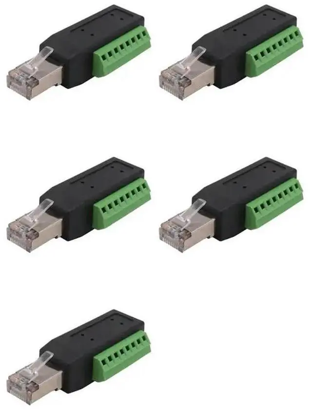 Main image of 5X RJ45 Screw Terminal Connector RJ45 Solderless Male Plug To 8-Pin Terminal Block Adapter For Ethernet Cat5 /6/7 AV