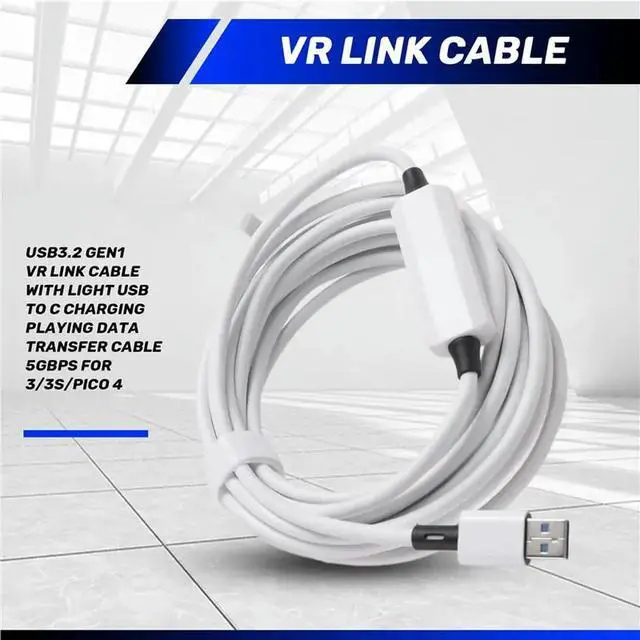 Alt view image 3 of 3 - VR Link Cable USB3.2 Gen1 With Light 5Gbps USB To C Charging Playing Data Transfer Cable For /3S Pico 4