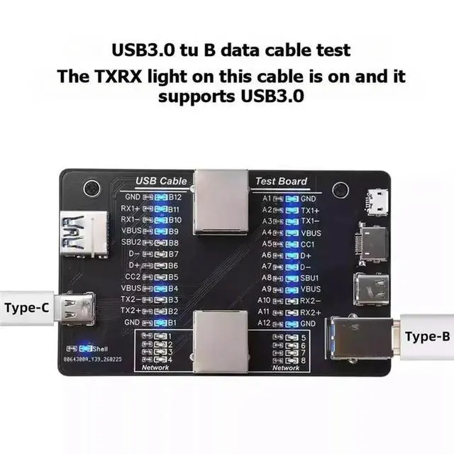 Alt view image 3 of 3 - USB3.0 Cable Multifunction Fast Charging Tester RJ45 USB Data Cable Short Circuit Protection On/Off Switching Test Board