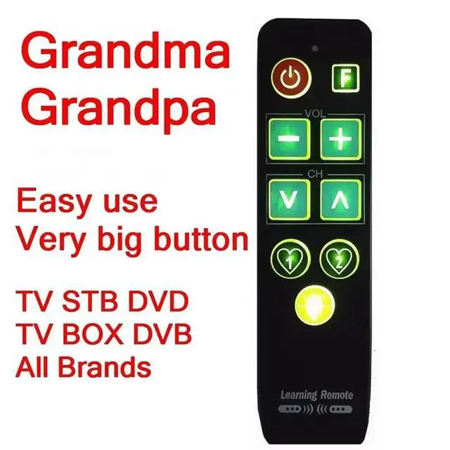 Alt view image 2 of 3 - Backlit 9 Big Buttons Remote Control Learning Tool For Old People Easy Operation Works For TV VCR STB DVD DVB BOX