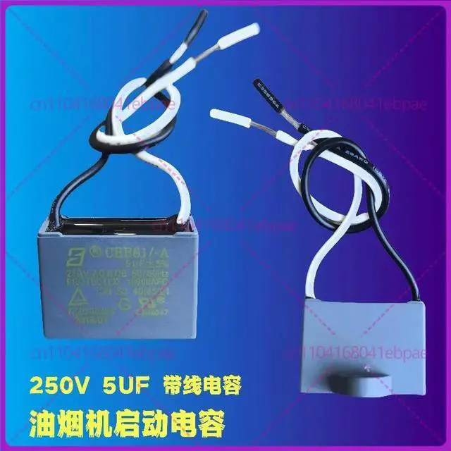 Alt view image 4 of 4 - 10pcs CBB61/-A 250V 5UF Square Capacitor with Wire, Range Hood Starter Capacitor
