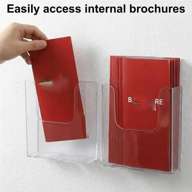 Alt view image 3 of 3 - Acrylic Wall Mount Brochure Holder, Countertop Organizer For Books, Menus, Pamphlets For Documents Booklet