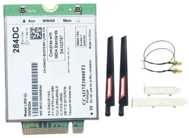 Alt view image 3 of 3 - DW5820E L850-GL LTE 4G Card Module +10DB Antenna Kit 0284DC 284DC For Laptop 3500 5400