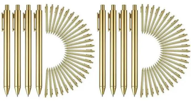 Main image of 60 Pcs Gold Ballpoint Pens Bulk Retractable Black Ink Medium Point Pens For Wedding Bridal Shower Business Office