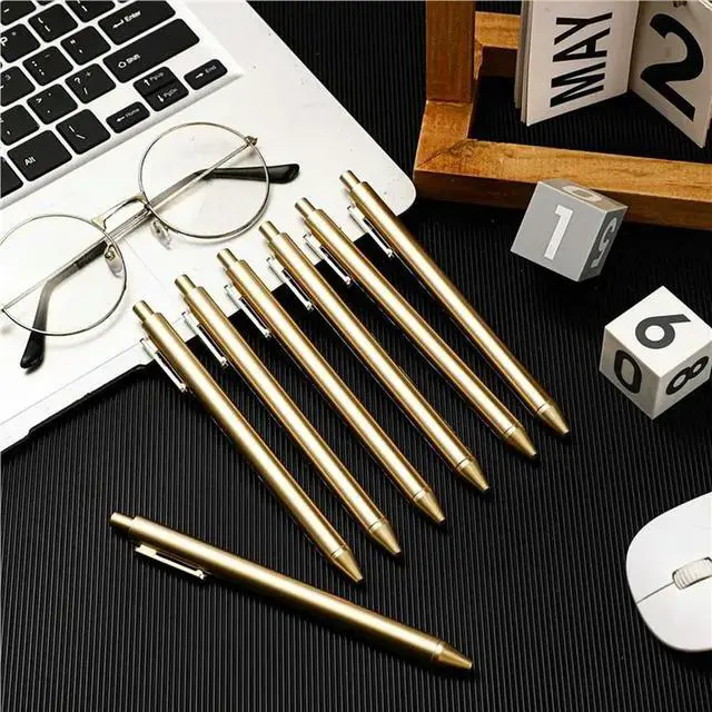 Alt view image 2 of 3 - 60 Pcs Gold Ballpoint Pens Bulk Retractable Black Ink Medium Point Pens For Wedding Bridal Shower Business Office