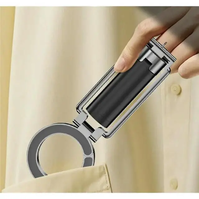 Alt view image 2 of 3 - Foldable Dual Magnetic Phone Stand Pocket-Sized Tripod With Carabiner & Camera Mount Interface For Outdoor Use
