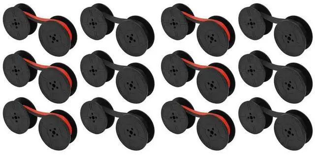 Main image of 12Pcs Universal Typewriter Ribbon Twin Spool Typewriter Ribbon Replacement For Most Typewriter (Black-Red,Black)