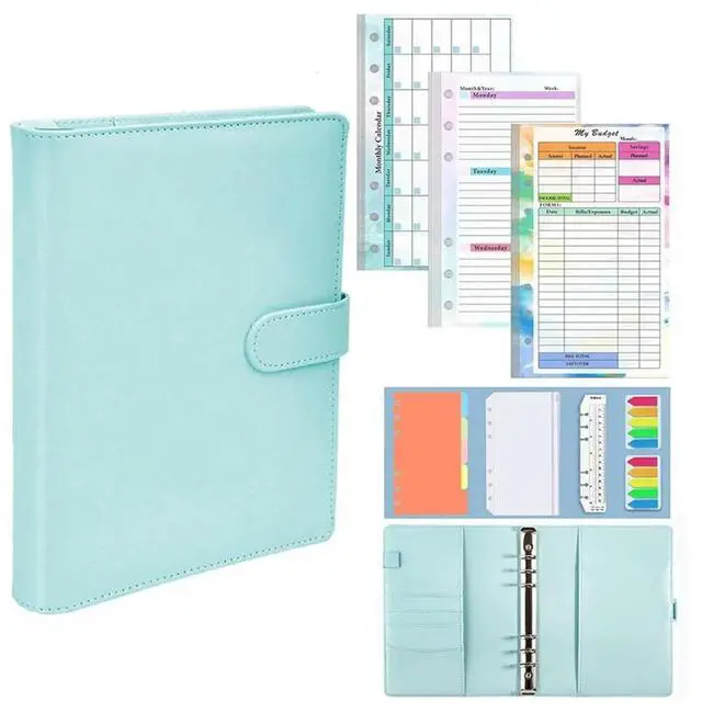 Main image of A6 Goal Planner PU Leather Pouch Notebook Undated Weekly And Monthly Daily 6 Ring Activity Chart Planner