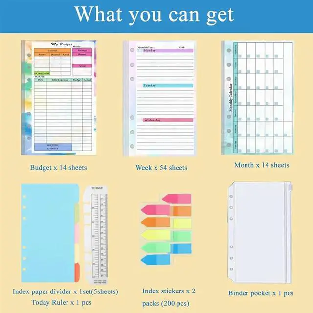 Alt view image 2 of 3 - A6 Goal Planner PU Leather Pouch Notebook Undated Weekly And Monthly Daily 6 Ring Activity Chart Planner