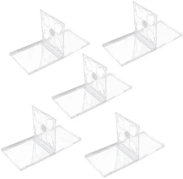 Main image of 5Pcs Transparent Cd Jewel Case Standard Size Plastic Cd Box Interlocking Tray for 2 Cds Dvds Safe Transport