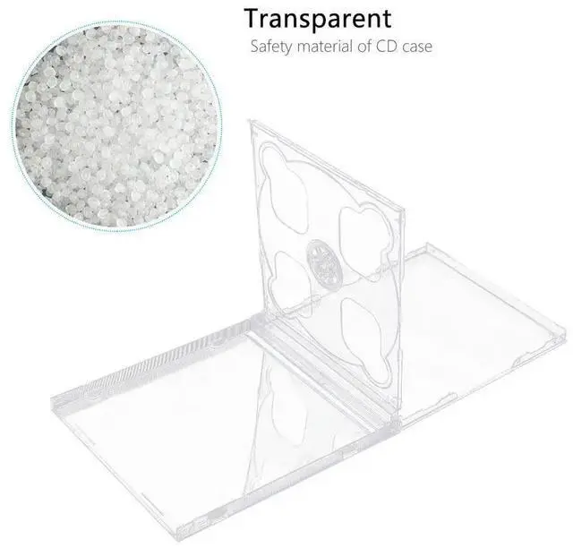 Alt view image 3 of 3 - 5Pcs Transparent Cd Jewel Case Standard Size Plastic Cd Box Interlocking Tray for 2 Cds Dvds Safe Transport