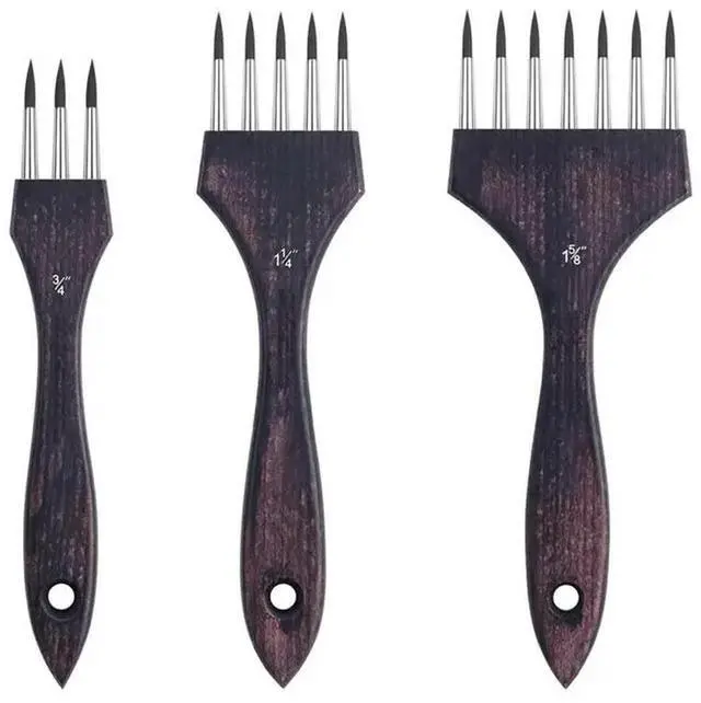 Main image of Multi-Head Round Comb Brush Set(3Pcs), Designed For Textures And Special Effects- Professional Synthetic Brushes