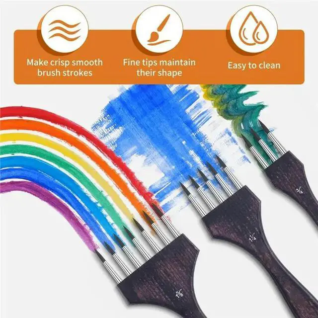 Alt view image 3 of 3 - Multi-Head Round Comb Brush Set(3Pcs), Designed For Textures And Special Effects- Professional Synthetic Brushes