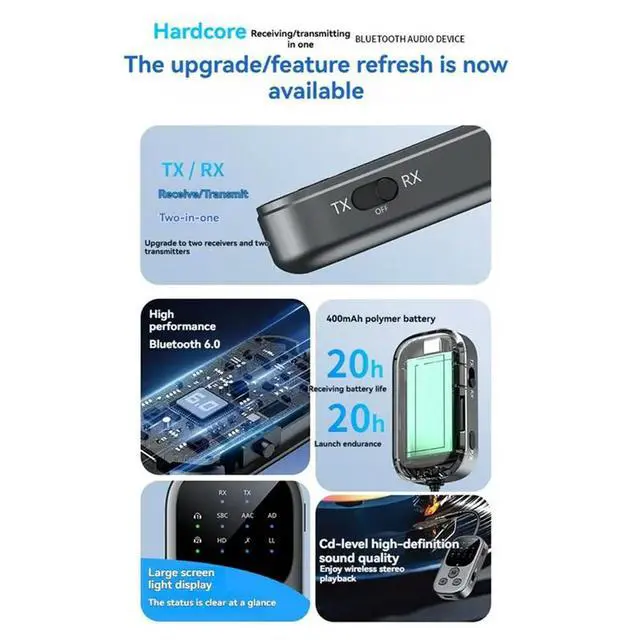 Alt view image 3 of 3 - Bluetooth 6.0 2 In 1 Receiver Transmitter USB Adapter 3.5Mm Car AUX Aircraft Audio Dongle