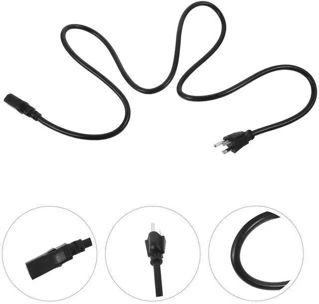 Main image of 3-Prong Power Cord Replacement Thin Flat Plug for Low-Power Devices Lamp Radio Shaver TV Appliance Safe Plastic Jacket