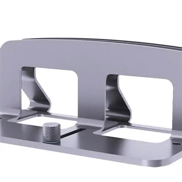 Alt view image 3 of 3 - Vertical Laptop Stand l Laptop Riser Adjustable Computer Laptop Holder Up To 17" Silver