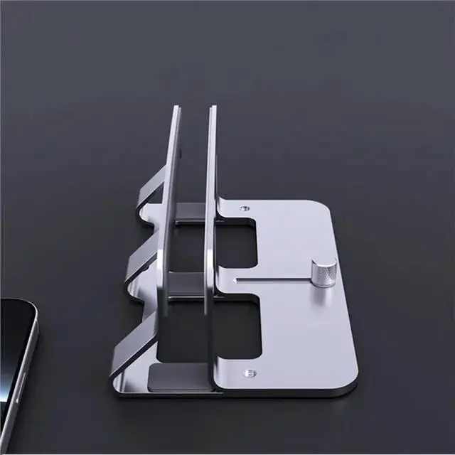 Alt view image 2 of 3 - Vertical Laptop Stand l Laptop Riser Adjustable Computer Laptop Holder Up To 17" Silver