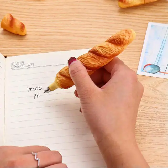Alt view image 3 of 3 - 4Pcs Cartoon Food Ballpoint Pens Simulation Dog Bread Croissant Magnets Cute Stationery Supplies Creative Signing Pens