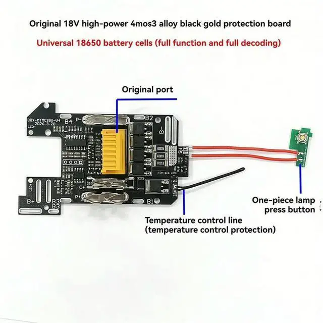 Main image of For BL1830 BL1840 BL1850 BL1860 2PCS Full-Featured Power Tool 5MOS Protection Board With Light Panel