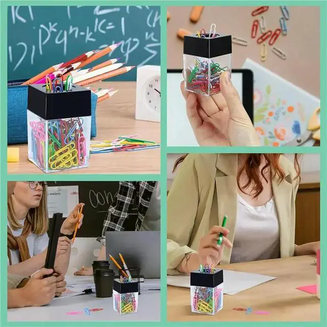 Alt view image 2 of 3 - 12 Pack Magnetic Paper Clip Holder Paper Clip Holder Black Paperclip Holders For Desk Paper Clip