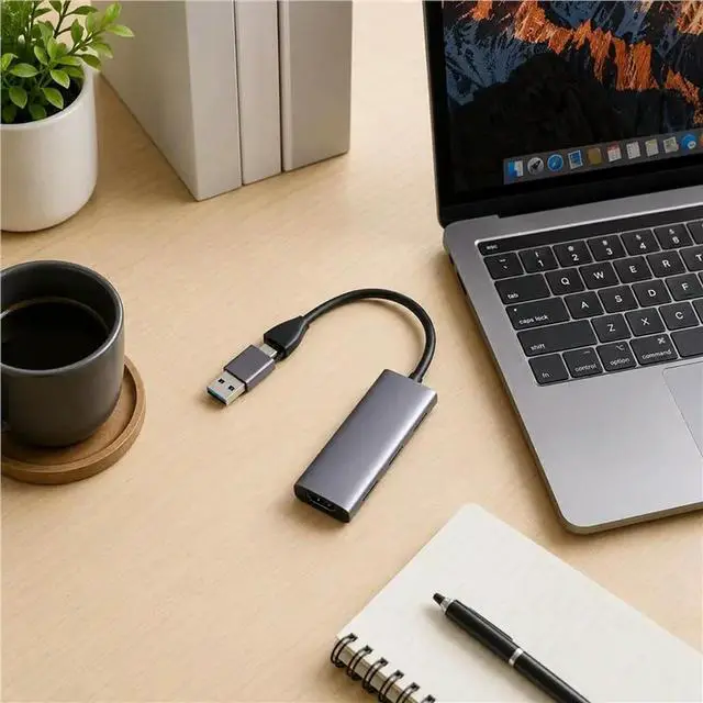 Alt view image 2 of 2 - -Compatible 1080P Video Capture Card USB-A/USB-C Video Grabber For Live Streaming For Computer Game Meeting Recording