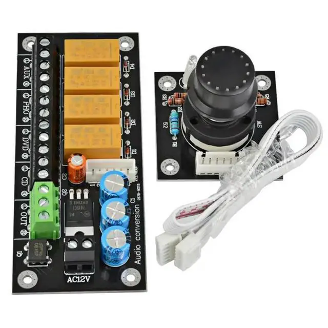 Alt view image 3 of 3 - Audio Switch Terminal Audio Source Selection Panel 4 Way Sound Source Selection Audio Switch Input Selection Board