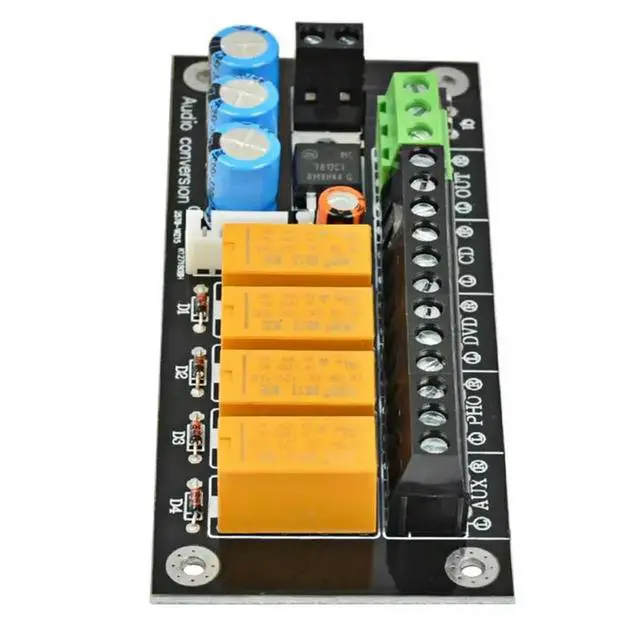 Alt view image 2 of 3 - Audio Switch Terminal Audio Source Selection Panel 4 Way Sound Source Selection Audio Switch Input Selection Board