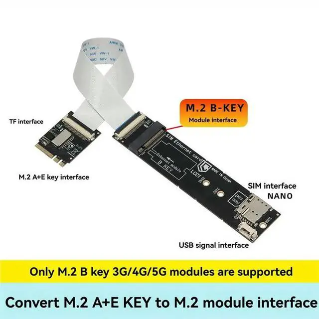 Alt view image 3 of 3 - M.2 A+E Key To M.2 B-Key 3G/4G/5G Network Module Supports M.2 B Key Modules/USB/Pcie Signals SIM Card Slot