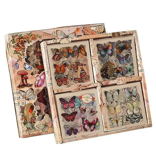 Alt view image 2 of 3 - 500 Sheets Vintage Butterfly Plant Flower Scrapbook Stickers For Junk Journal Supplies,Butterfly Wings