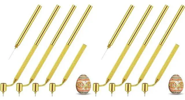 Main image of 8 Pcs Pysanka Set Wax Drawing Pens For Egg 0.3 0.4 0.5 0.7 Mm Medium l Hand Wax Pens For Pysanky Supplies