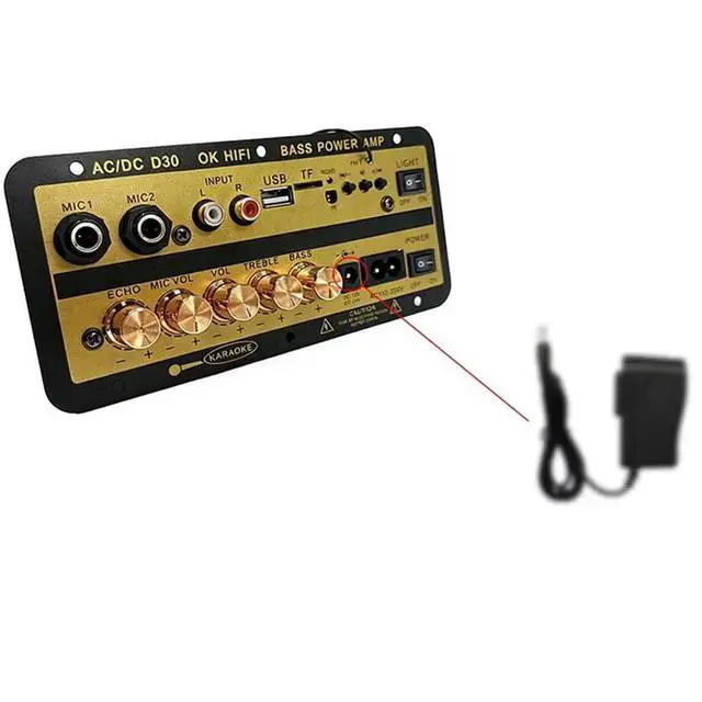 Alt view image 3 of 3 - Bluetooth Audio Amplifier Board For Karaoke Home Car With Display USB TF Player DIY DC12-24V AC110-220V EU Plug