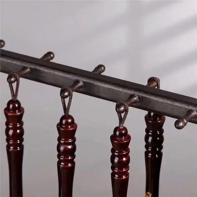 Alt view image 3 of 3 - Chinese Brush Hanger 12-Pin Calligraphy Pen Holder Retro Design Wooden Chicken Wing Wood Hanging