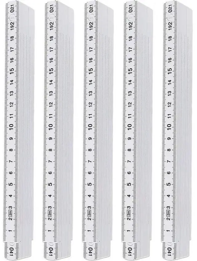 Main image of Pack Of 5 Folding Rule 2 Metres 10 Links Multi-Angle Folding Ruler For DIY, Home, Carpenter, Workshop