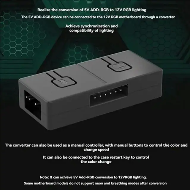 Alt view image 3 of 3 - 3X 5V 3Pin ARGB To 12V 4 Pin RGB Converter 5V/3Pin ADD-RGB To 12V/4PIN Adapter Sync With Motherboard 5V 3Pin Controller