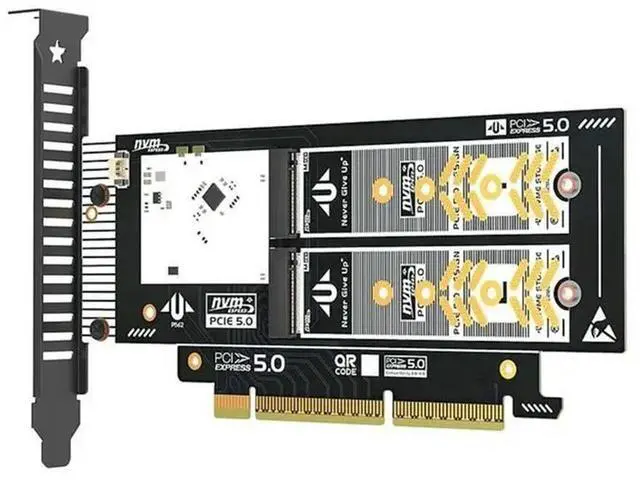 Main image of X16 Expansion Card Dual Nvme Pcie 5.0 256Gbps Supports X8/X16 Slots For 2280/2260/2242/2230 NVME SSD Soft RAID Support
