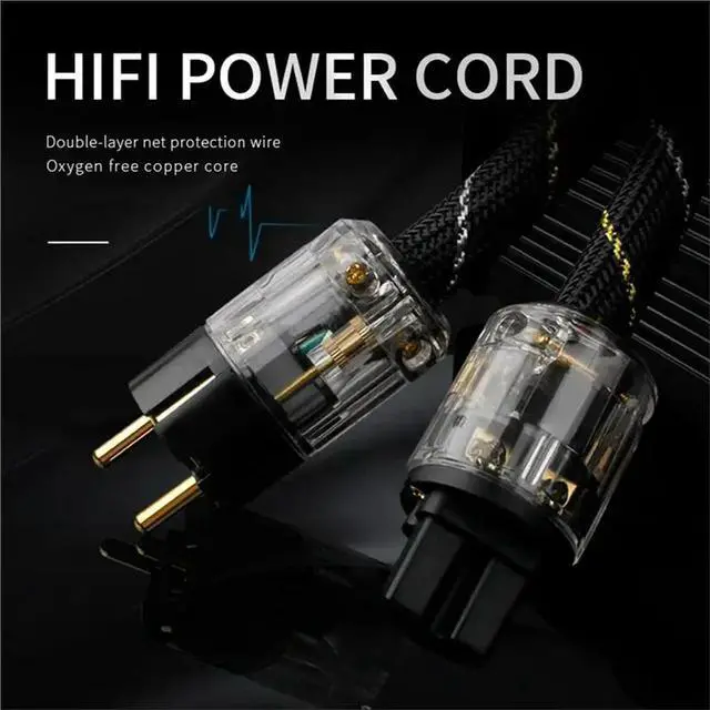 Alt view image 2 of 3 - Hifi Audio For Amplifier DAC CD Player Compatible Copper AC Power Cable EU Power Cord Pure Copper Connector EU Plug