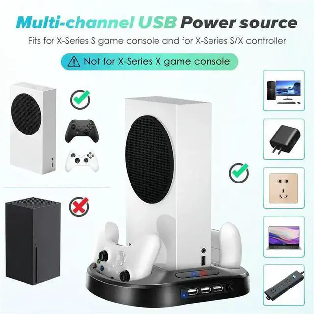 Alt view image 2 of 3 - Cooling Stand With Dual Controller Ports, Charging Station Dock, 3 USB Ports For Series S