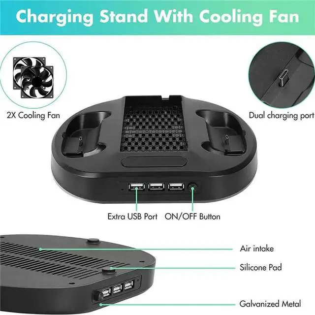 Alt view image 3 of 3 - Cooling Stand With Dual Controller Ports, Charging Station Dock, 3 USB Ports For Series S