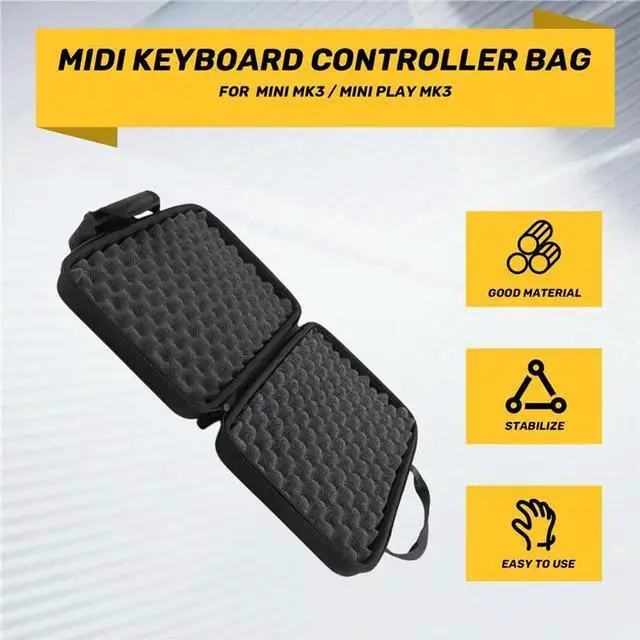 Alt view image 3 of 3 - USB MIDI Keyboard Controller Carrying Case- For MPK Mini MK3/For MPK Mini Play MK3, Travel Keyboard Bag Included