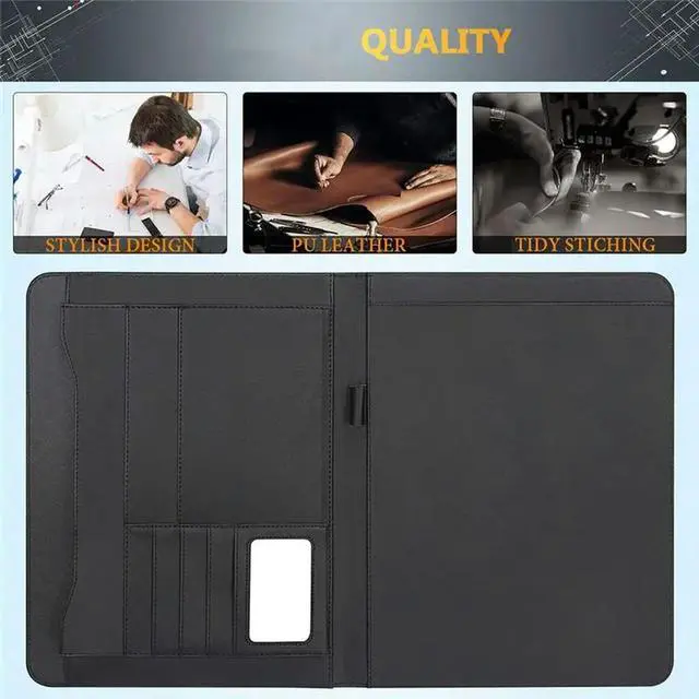 Alt view image 2 of 3 - Portfolio Folder, Women Business Document Organizer Size With Pad For Interview, Conference Black